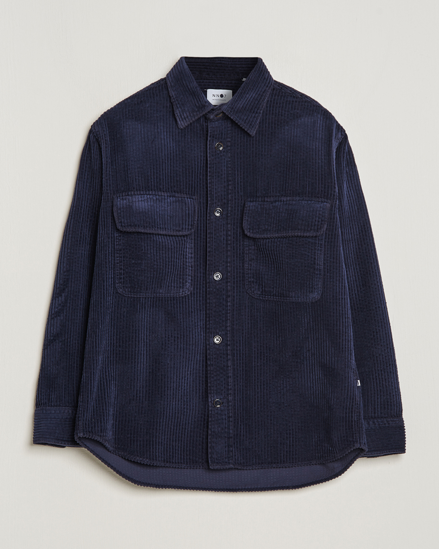 Herre | Skjorter | NN07 | Folmer Corduroy Shirt Navy Blue