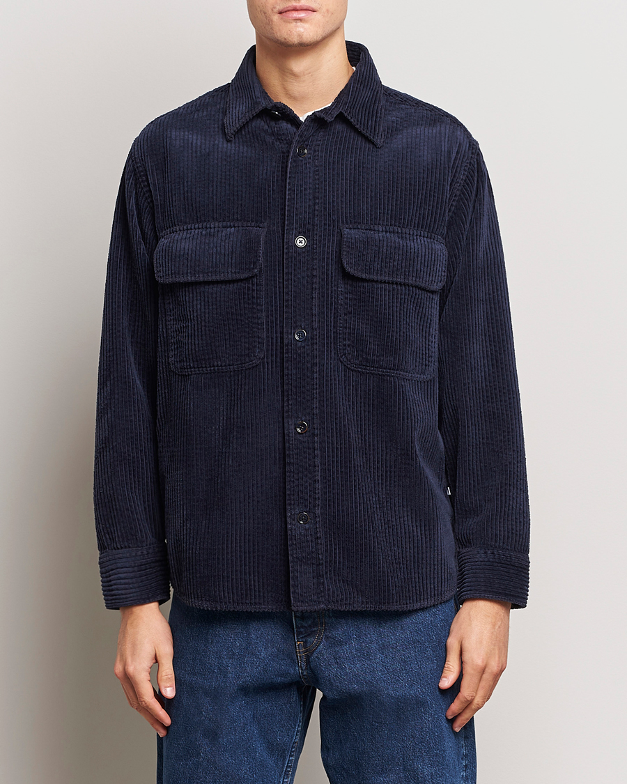 Herre | Shirt Jackets | NN07 | Folmer Corduroy Shirt Navy Blue