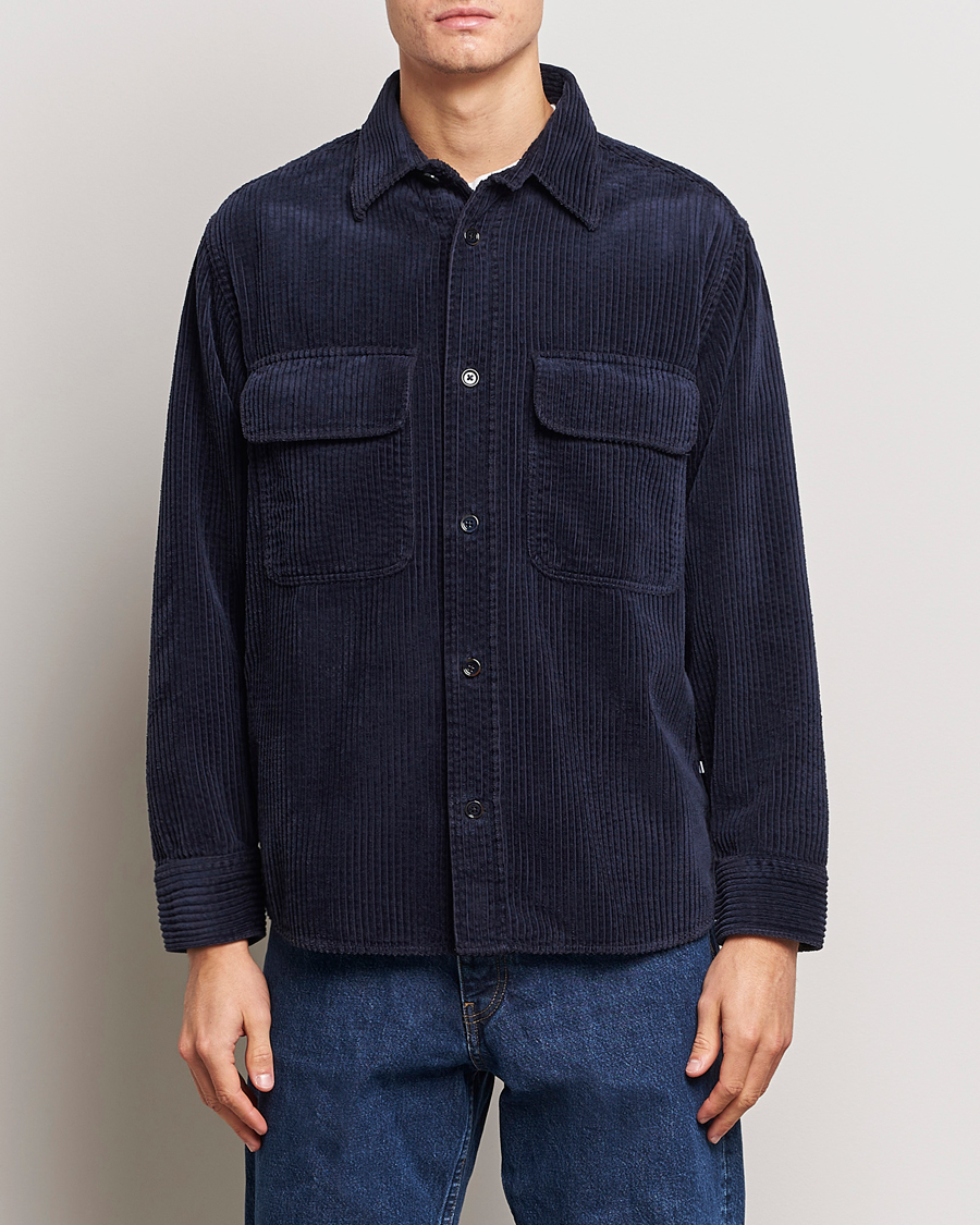 Herre | Udsalg | NN07 | Folmer Corduroy Shirt Navy Blue