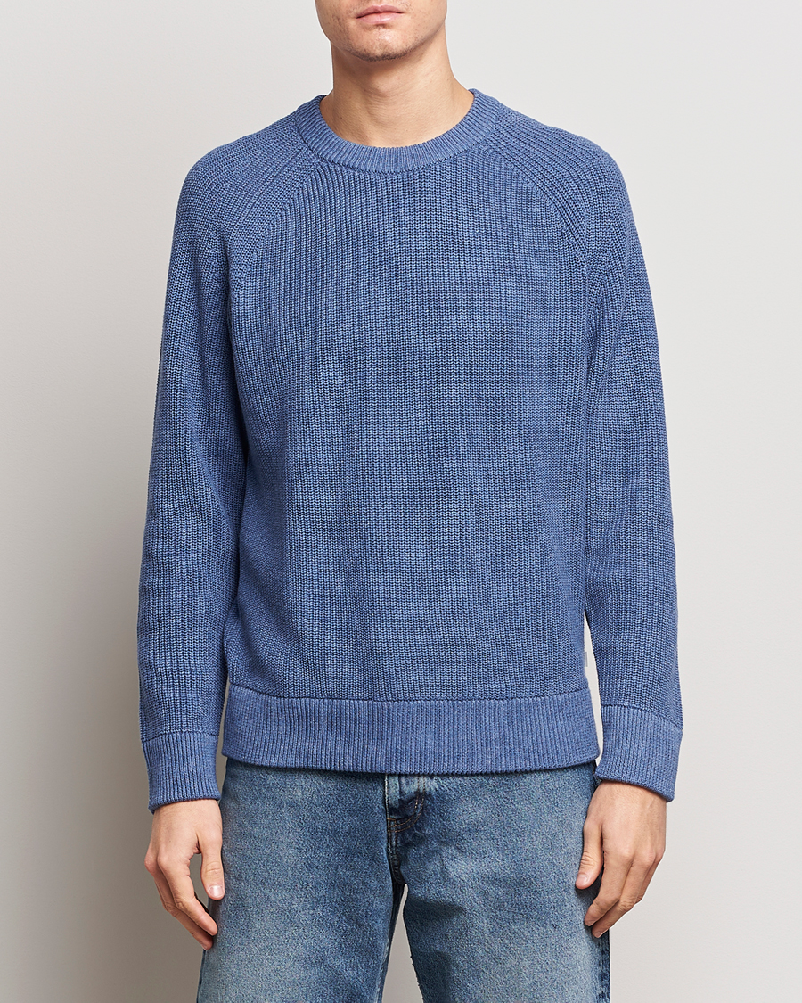 Herre | Trøjer | NN07 | Jacobo Cotton Knitted Crew Neck Grey Blue