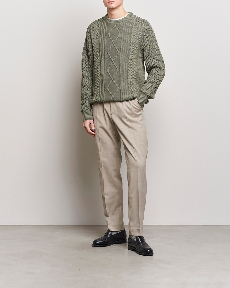 Herre | Trøjer | NN07 | Caleb Cable Knit Sweater Khaki Sand