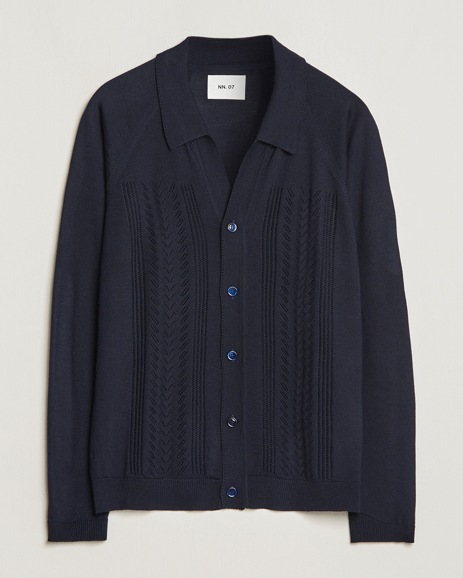 Herre | Trøjer | NN07 | Bjarki Wool Cardigan Navy Blue