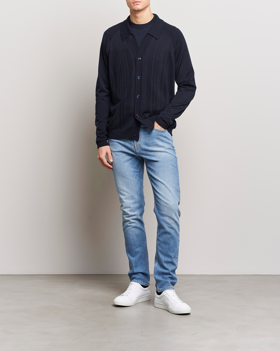 Herre | Trøjer | NN07 | Bjarki Wool Cardigan Navy Blue