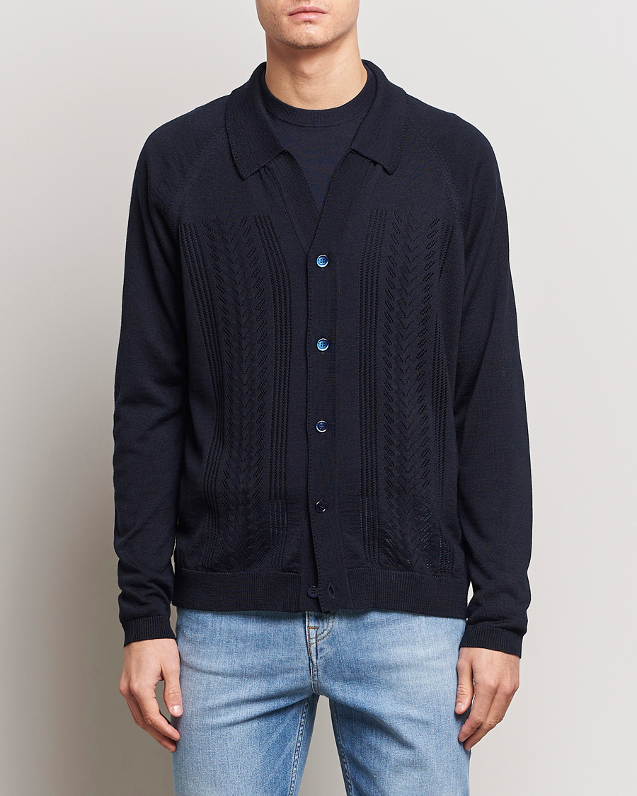 Herre | Tøj | NN07 | Bjarki Wool Cardigan Navy Blue