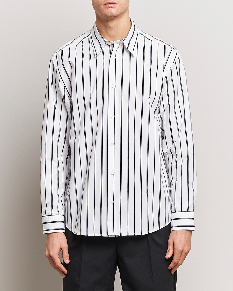 Herre | Personal Classics | NN07 | Quinsy Striped Cotton Shirt White/Blue