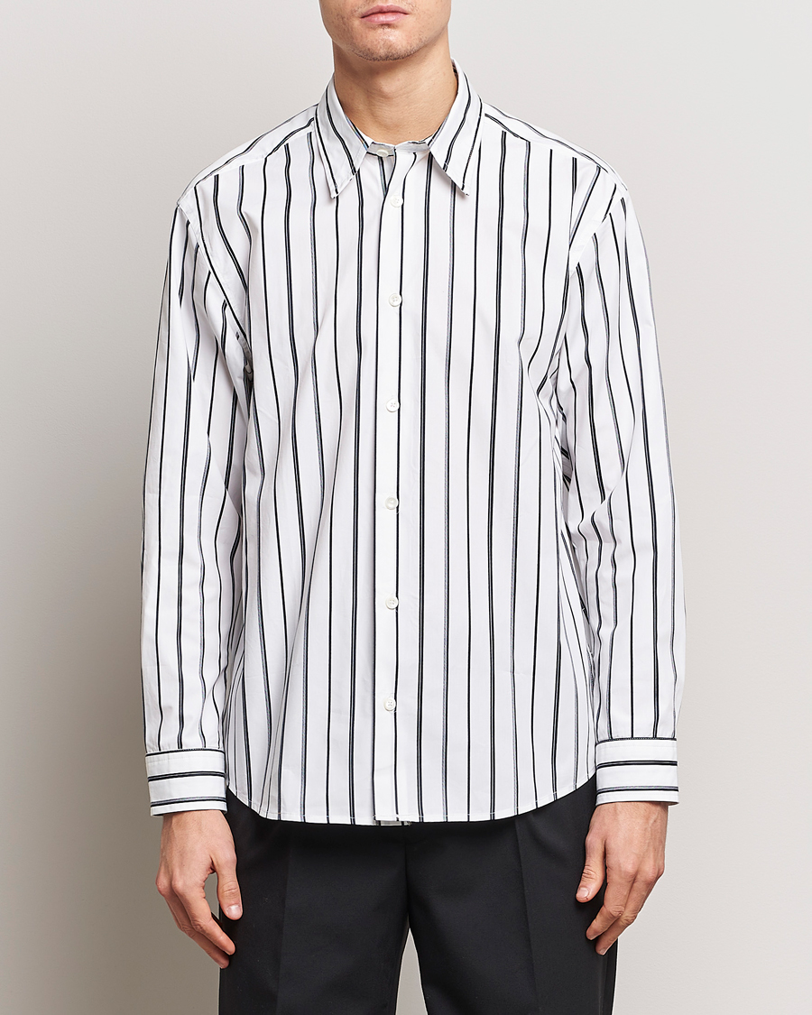 Herre | Jakker | NN07 | Quinsy Striped Cotton Shirt White/Blue