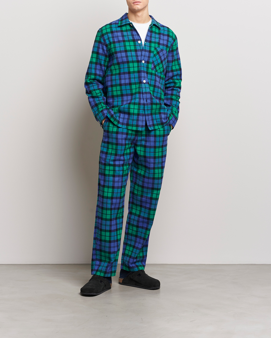 Herre | Pyjamas & Morgenkåber | Tekla | Flannel Checked Pyjama Pants Green/Blue