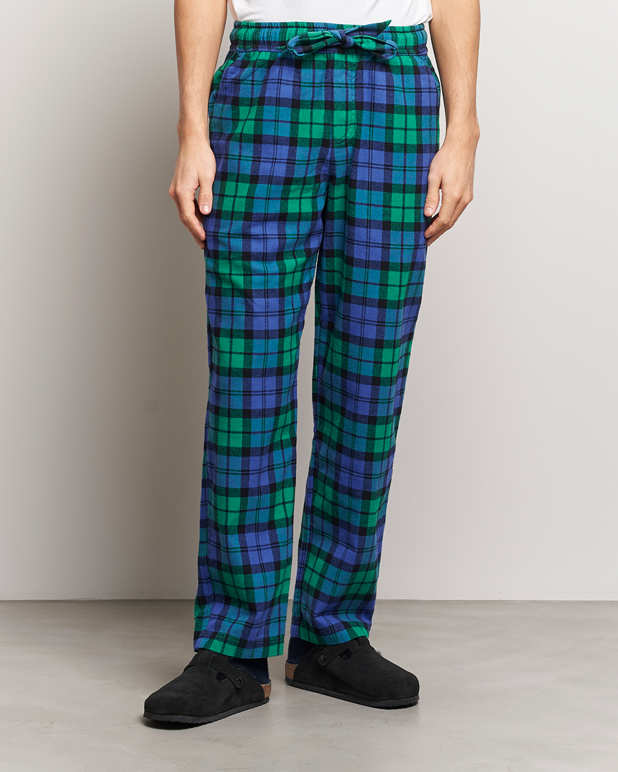 Herre | Pyjamas & Morgenkåber | Tekla | Flannel Checked Pyjama Pants Green/Blue