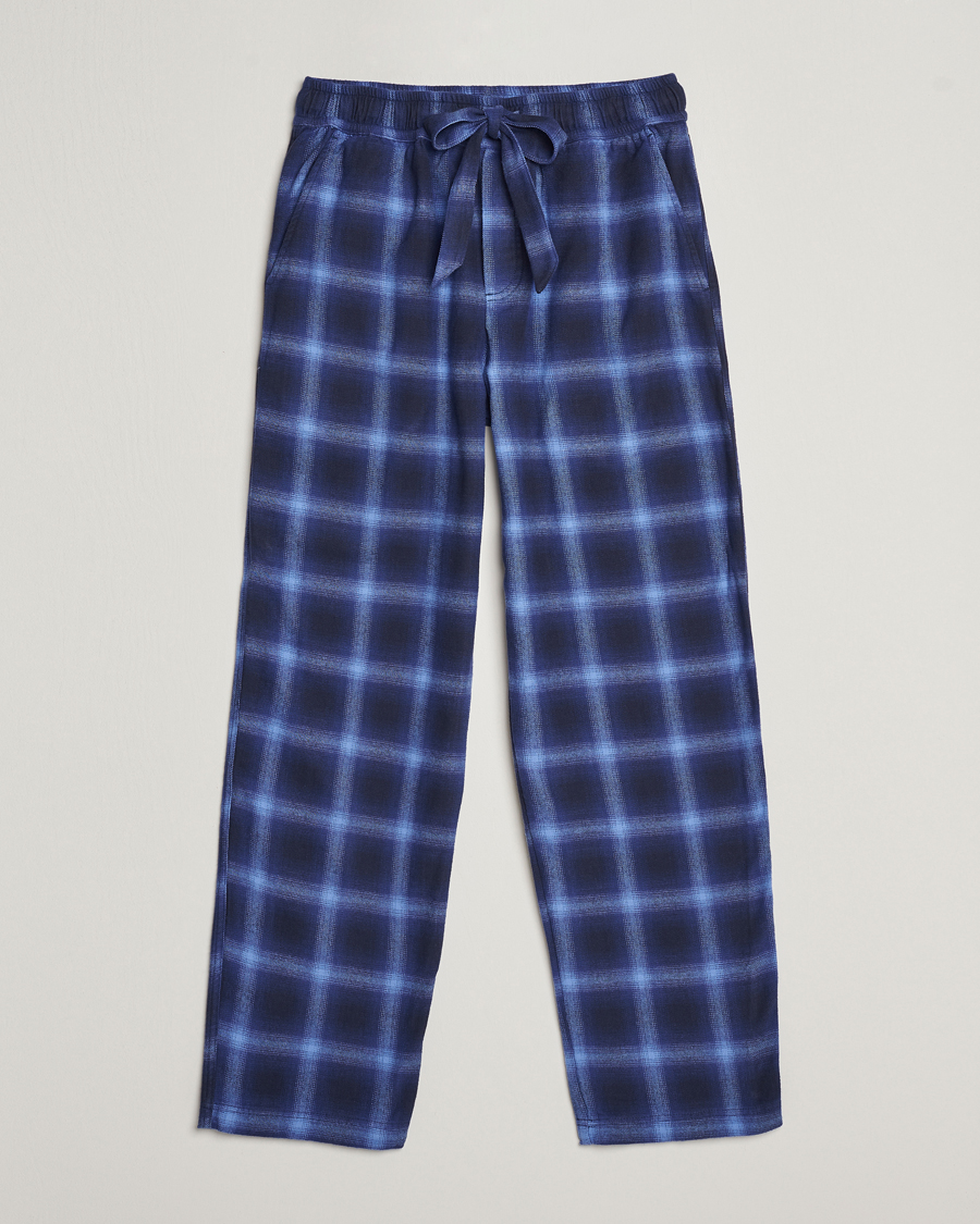 Herre | Pyjamas & Morgenkåber | Tekla | Flannel Checked Pyjama Pants Navy/Blue