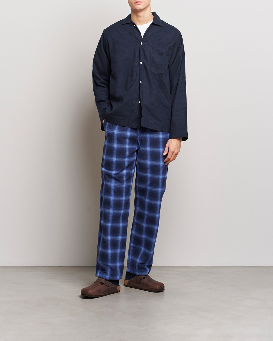 Herre | Pyjamas & Morgenkåber | Tekla | Flannel Checked Pyjama Pants Navy/Blue