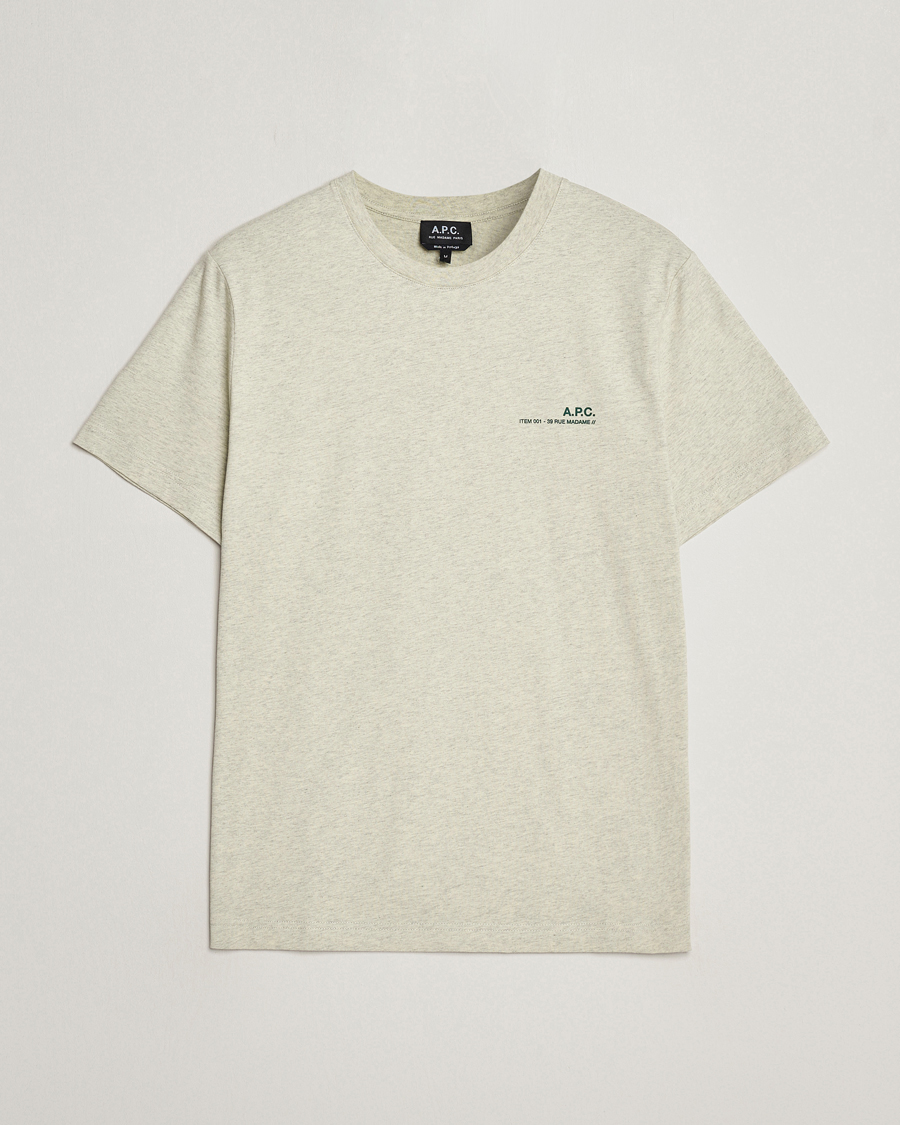 Herre | T-Shirts | A.P.C. | Item T-Shirt Vert Pale Chine