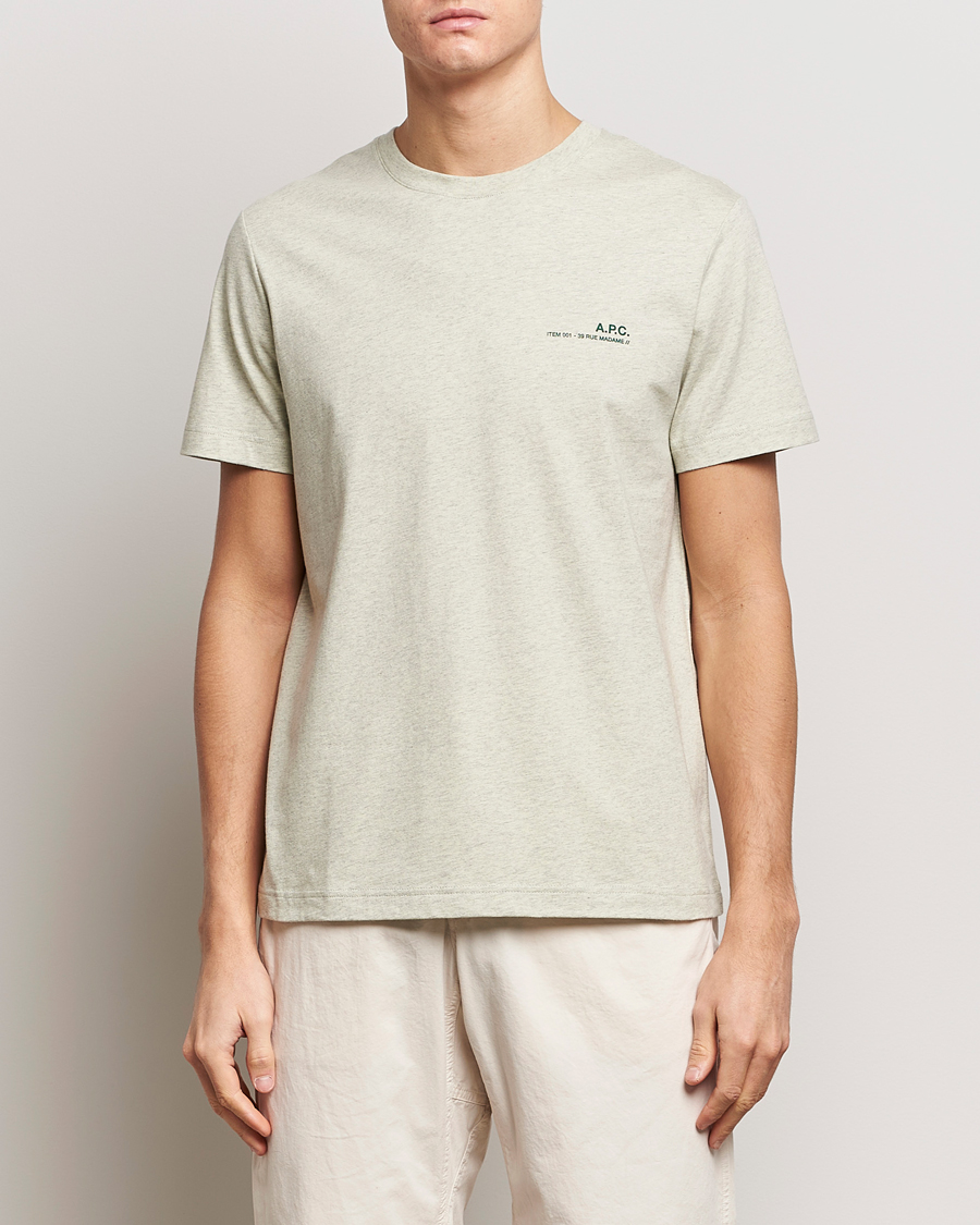 Herre | T-Shirts | A.P.C. | Item T-Shirt Vert Pale Chine