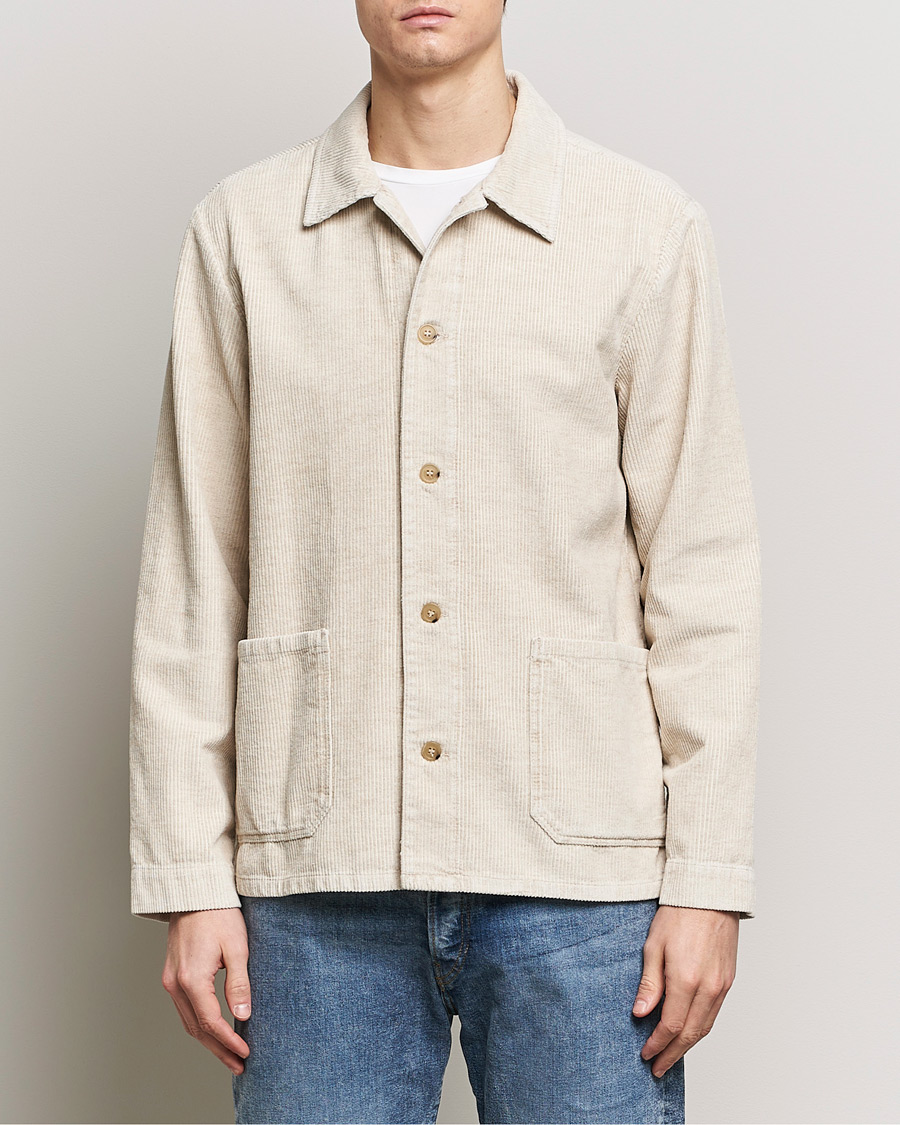 Herre | Jakker | A.P.C. | Kerlouan Cotton/Linen Corduroy Shirt Jacket Ecru