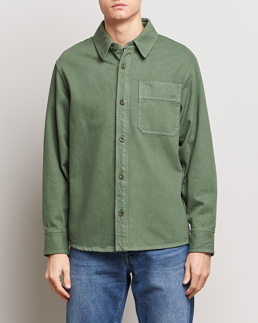 Herre | Skjorter | A.P.C. | Basile Denim Overshirt Dark Green