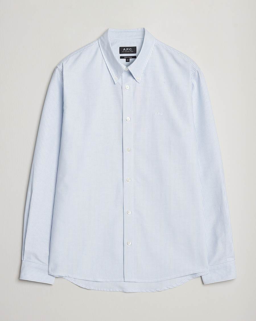Herre | Skjorter | A.P.C. | Greg Striped Oxford Shirt Blue/White