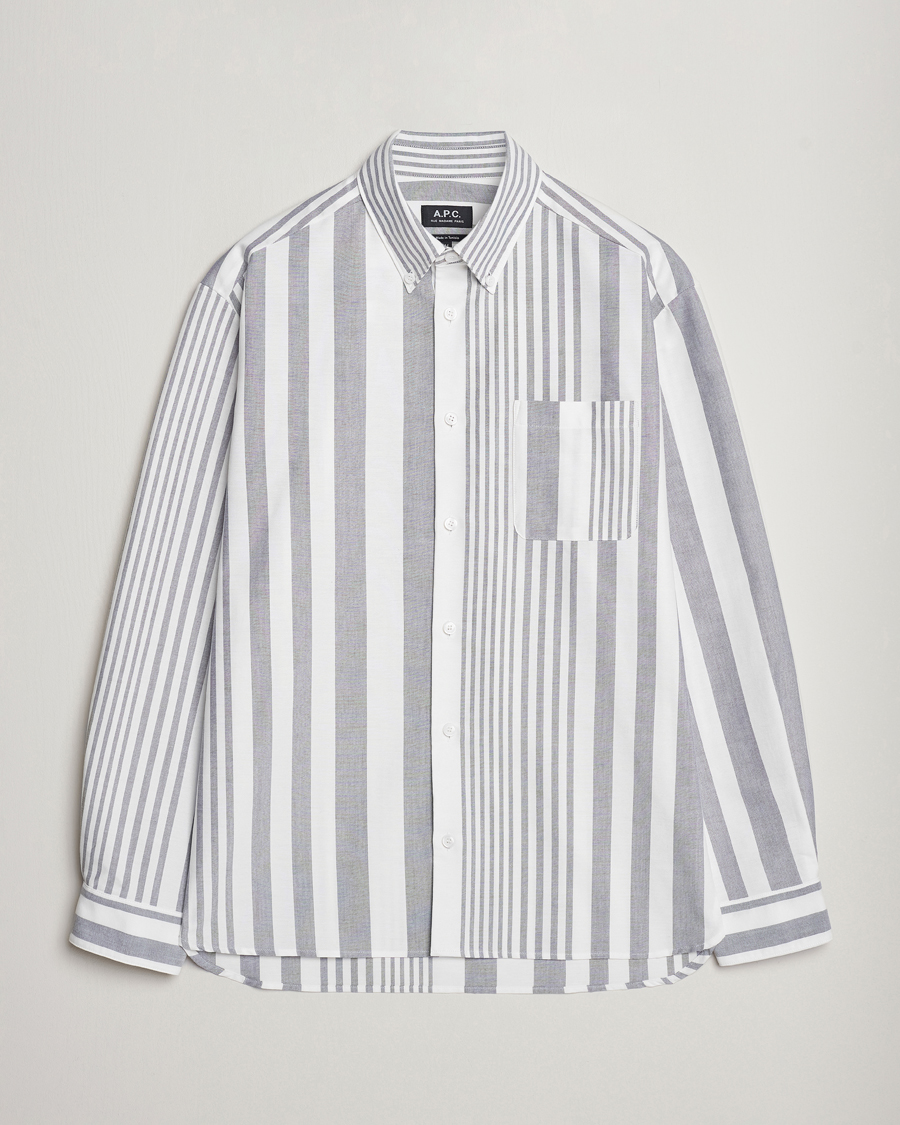 Herre | Skjorter | A.P.C. | Mateo Striped Oxford Shirt Marine/White