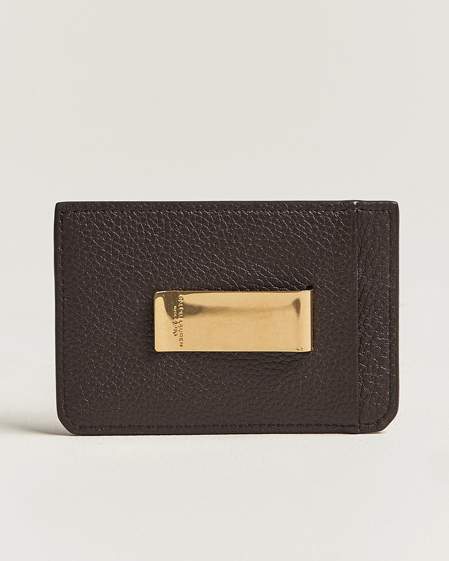 Herre | Punge | Ralph Lauren Purple Label | Pebbled Calfskin Cardholder Dark Brown