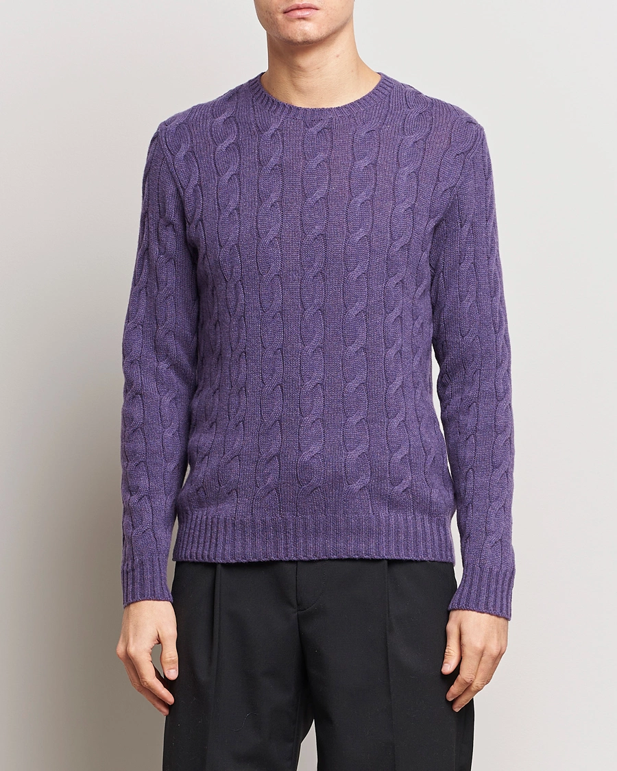Herre | Ralph Lauren Holiday Dressing | Ralph Lauren Purple Label | Cashmere Cable Sweater Purple Melange