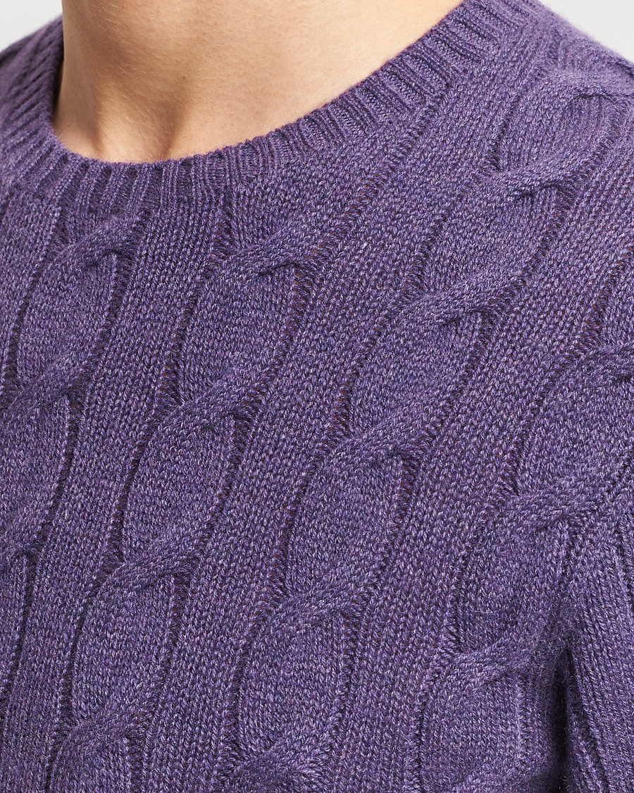 Herre | Trøjer | Ralph Lauren Purple Label | Cashmere Cable Sweater Purple Melange