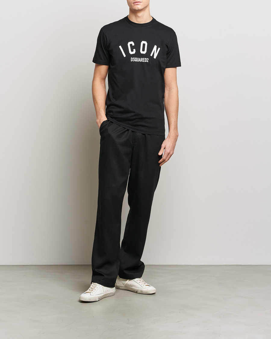 Herre | T-Shirts | Dsquared2 | Cool Fit Be Icon Crew Neck T-Shirt Black