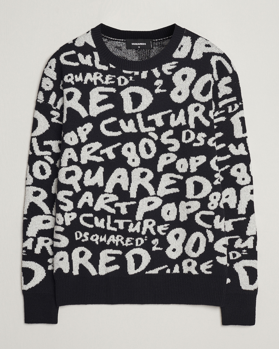 Herre | Trøjer | Dsquared2 | Pop 80's Crew Neck Knitted Sweater Black