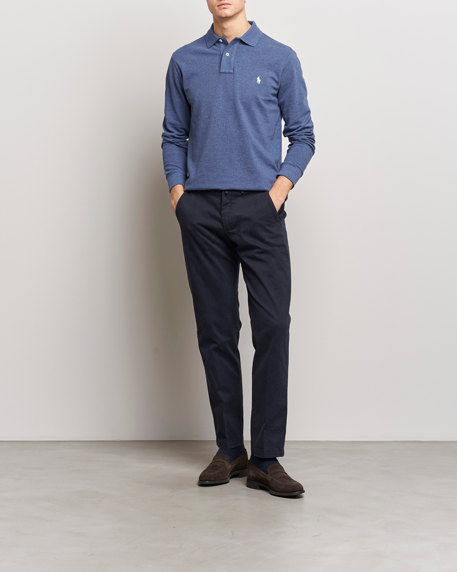 Herre | Trøjer | Polo Ralph Lauren | Custom Slim Fit Long Sleeve Polo Navy Heather