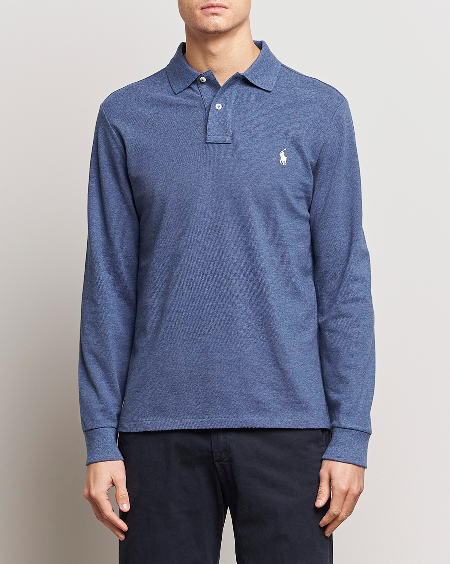 Herre | Langærmede polotrøjer | Polo Ralph Lauren | Custom Slim Fit Long Sleeve Polo Navy Heather 