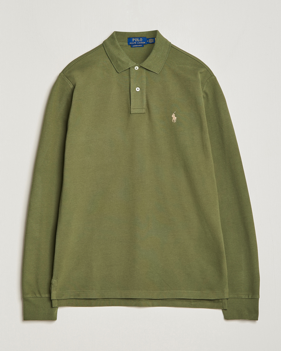 Herre | Trøjer | Polo Ralph Lauren | Custom Slim Fit Long Sleeve Polo Dark Sage