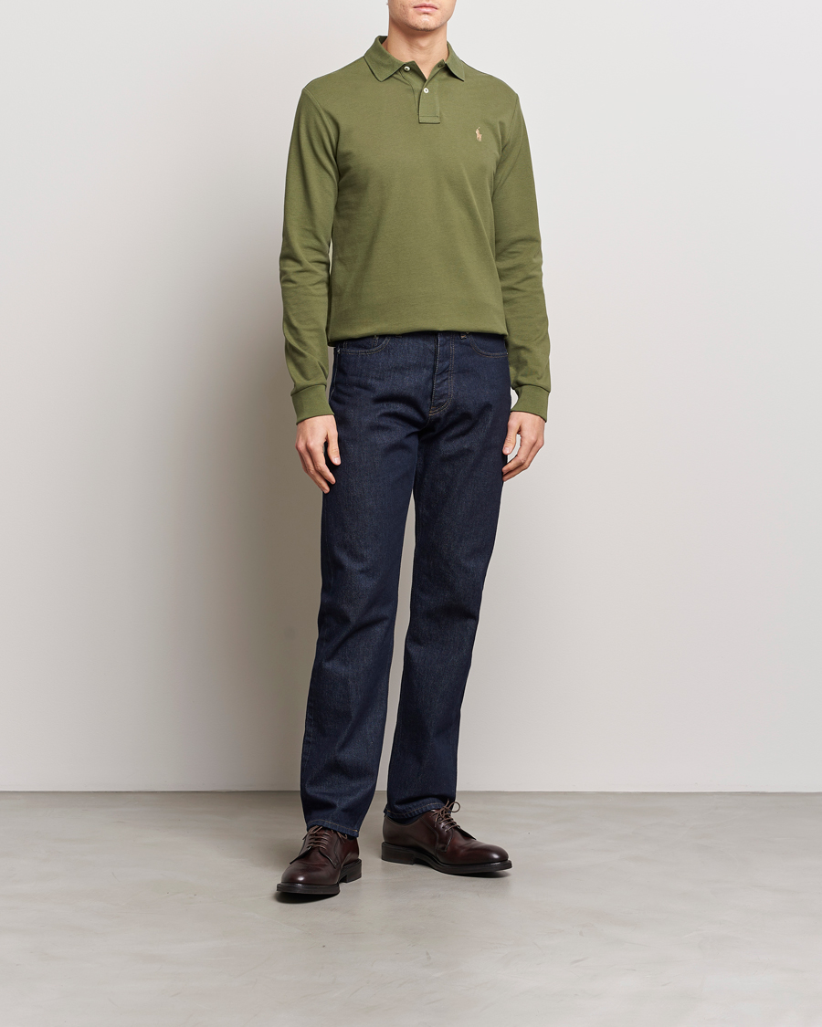 Herre | Trøjer | Polo Ralph Lauren | Custom Slim Fit Long Sleeve Polo Dark Sage