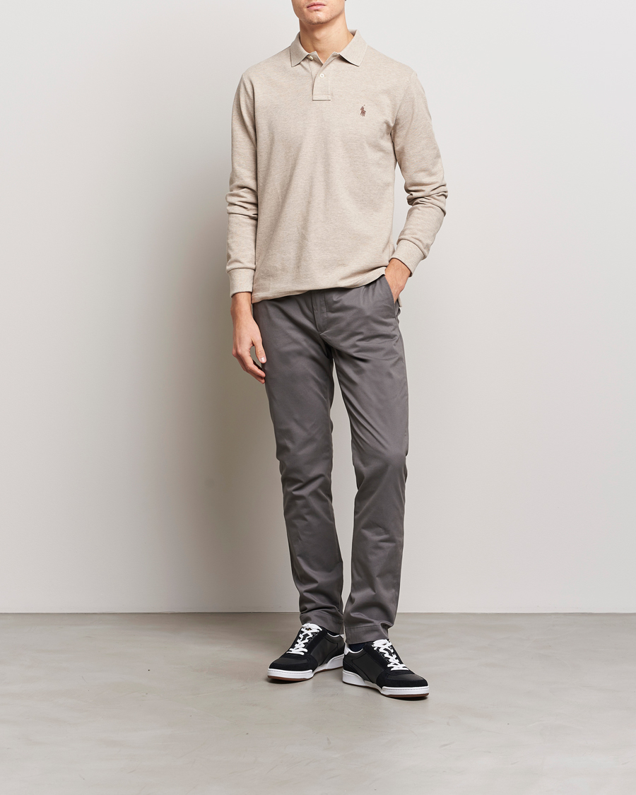 Herre | Trøjer | Polo Ralph Lauren | Custom Slim Fit Long Sleeve Polo Beige Heather