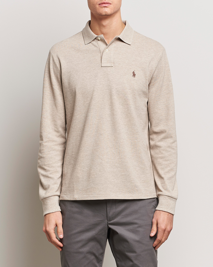 Herre | Gaver til særlige lejligheder | Polo Ralph Lauren | Custom Slim Fit Long Sleeve Polo Beige Heather