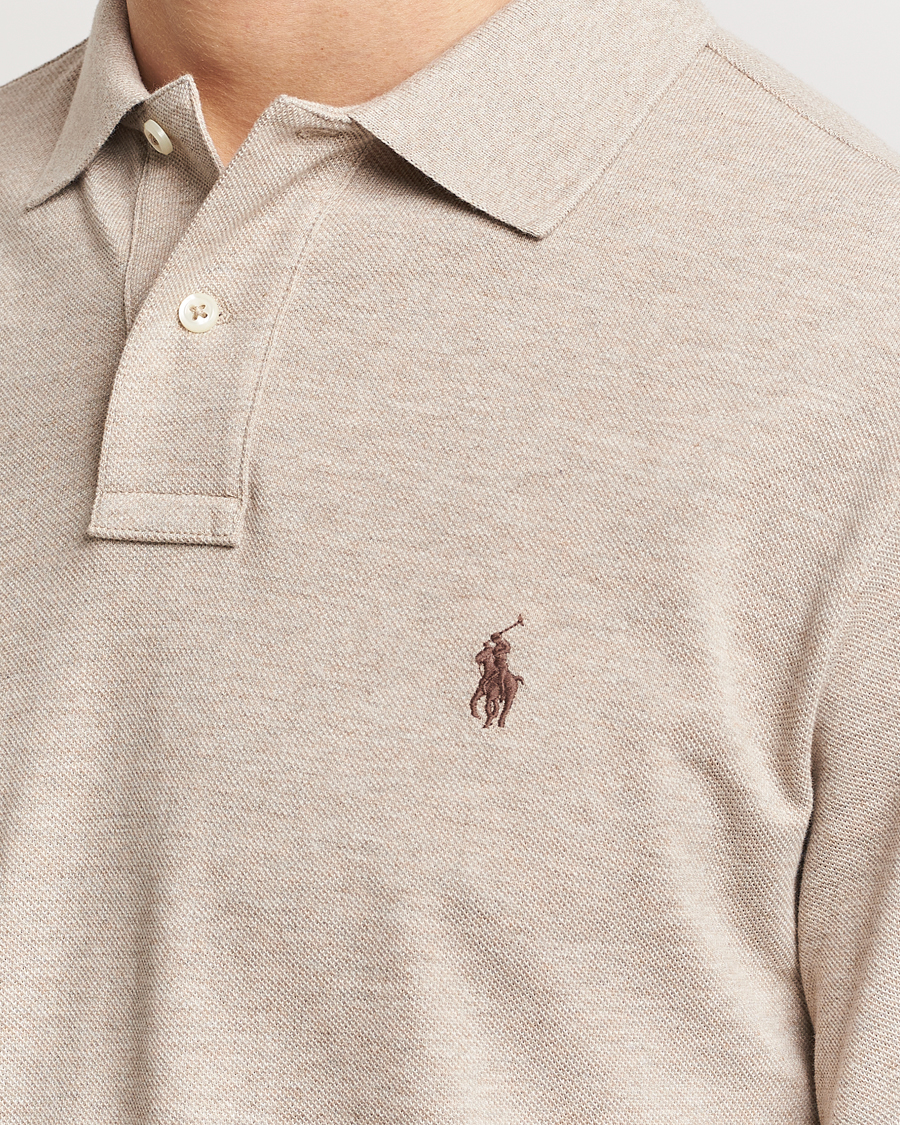 Herre | Trøjer | Polo Ralph Lauren | Custom Slim Fit Long Sleeve Polo Beige Heather