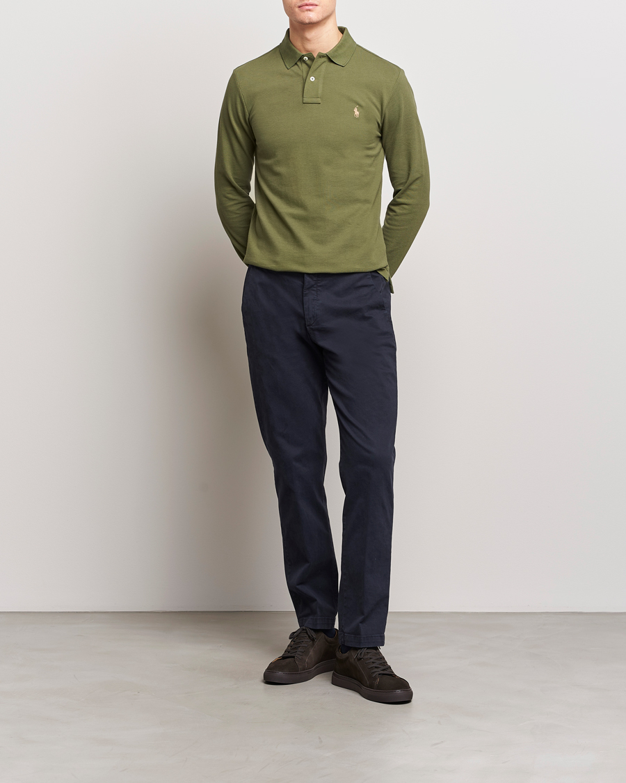 Herre | Trøjer | Polo Ralph Lauren | Slim Fit Long Sleeve Polo Dark Sage