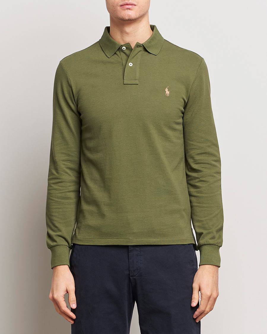 Herre | Langærmede polotrøjer | Polo Ralph Lauren | Slim Fit Long Sleeve Polo Dark Sage