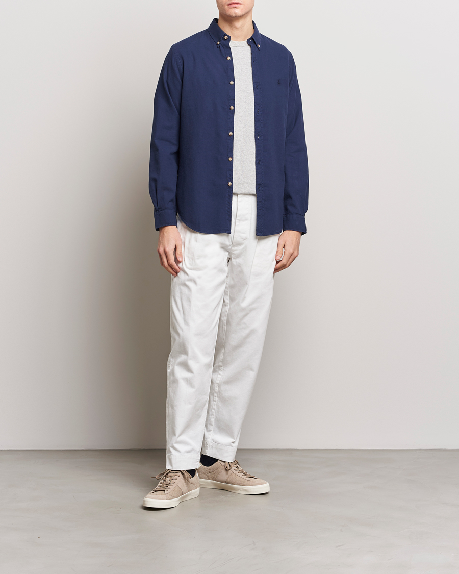 Herre | Skjorter | Polo Ralph Lauren | Slim Fit Cotton Textured Shirt Dark Indigo