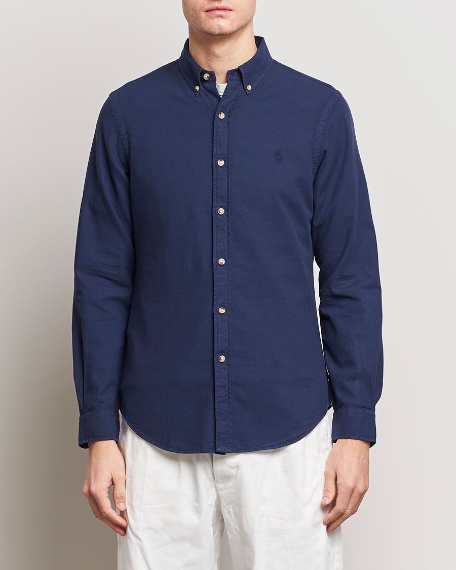 Herre | Casualskjorter | Polo Ralph Lauren | Slim Fit Cotton Textured Shirt Dark Indigo