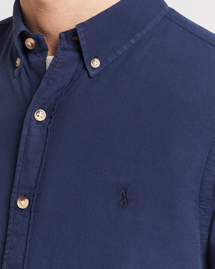 Herre | Skjorter | Polo Ralph Lauren | Slim Fit Cotton Textured Shirt Dark Indigo