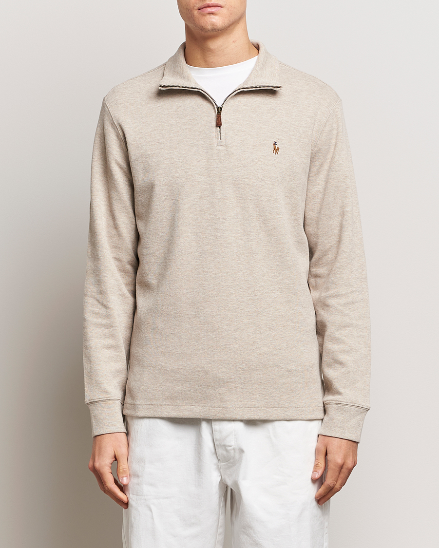 Herre | Half-zip | Polo Ralph Lauren | Double Knit Jaquard Half Zip Sweater Beige Heather