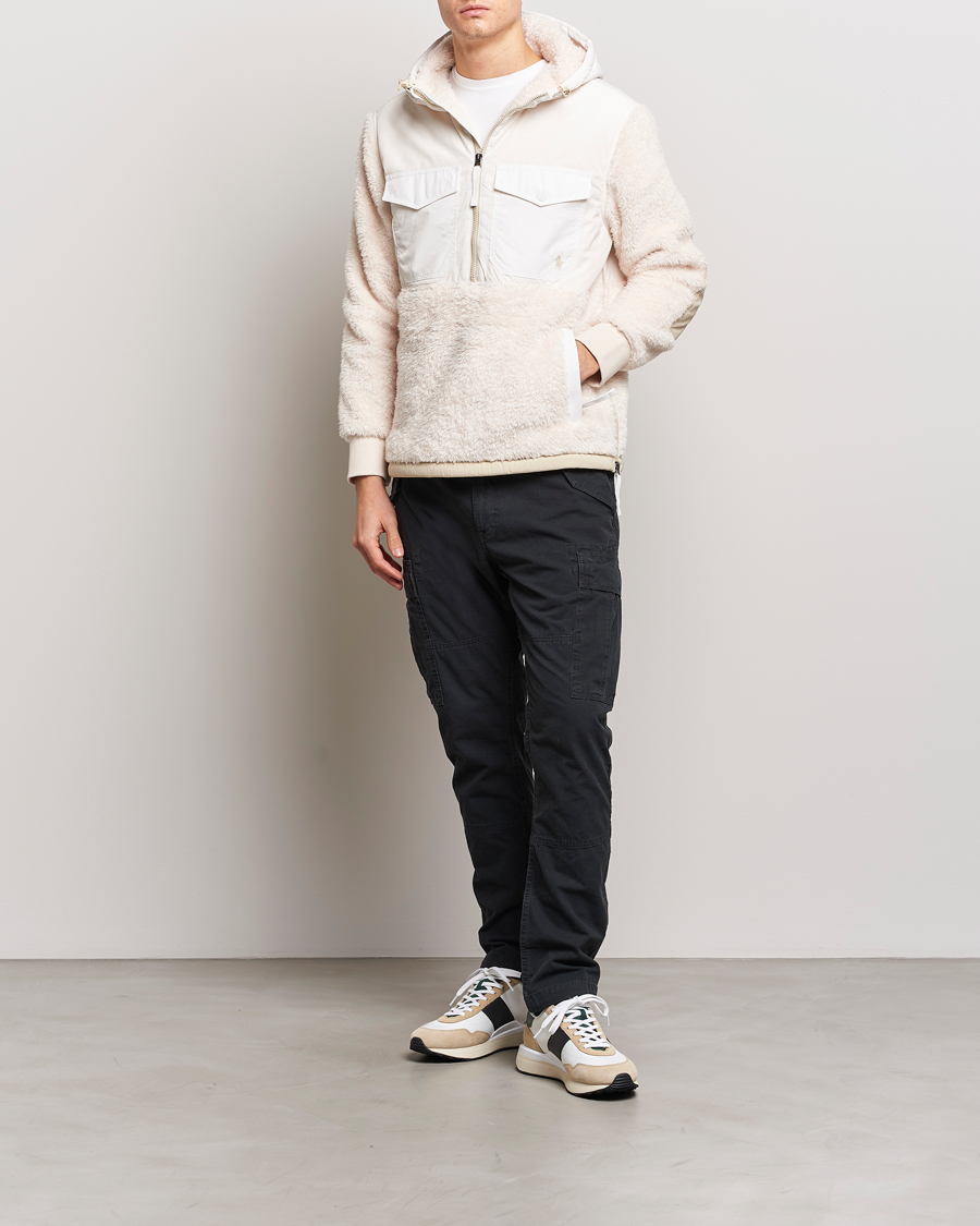Herre | Trøjer | Polo Ralph Lauren | Curly Sherpa/Nylon Half Zip Hoodie Cream Multi