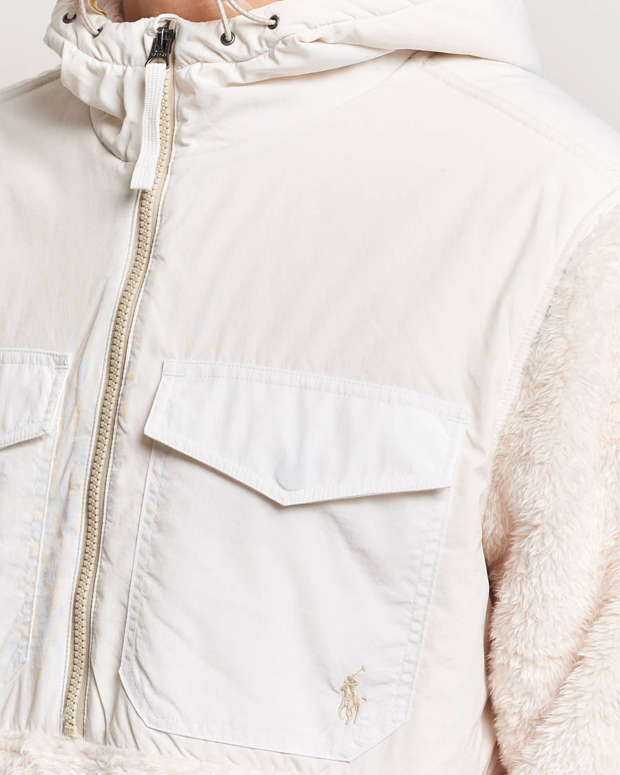 Herre | Trøjer | Polo Ralph Lauren | Curly Sherpa/Nylon Half Zip Hoodie Cream Multi