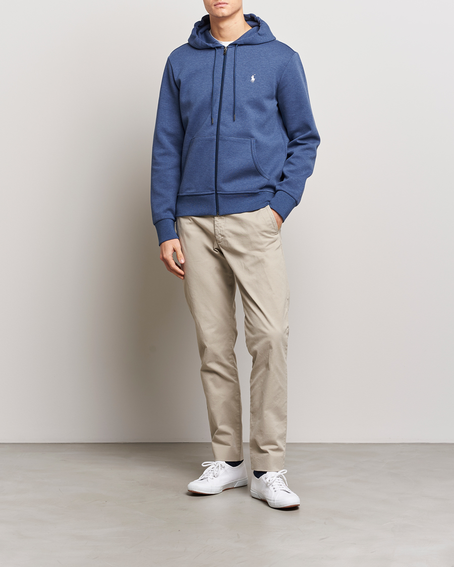 Herre | Trøjer | Polo Ralph Lauren | Double Knitted Full-Zip Hoodie Blue Heather