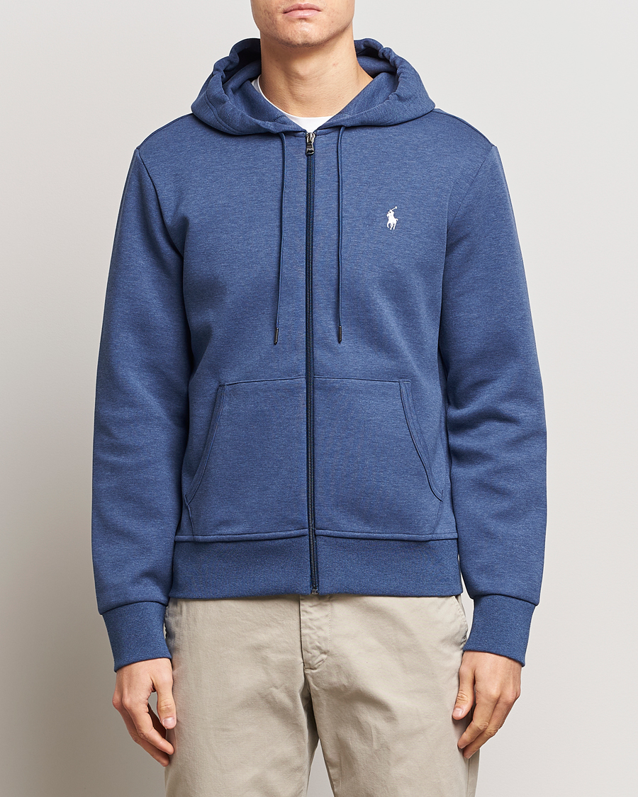 Herre | Trøjer | Polo Ralph Lauren | Double Knitted Full-Zip Hoodie Blue Heather