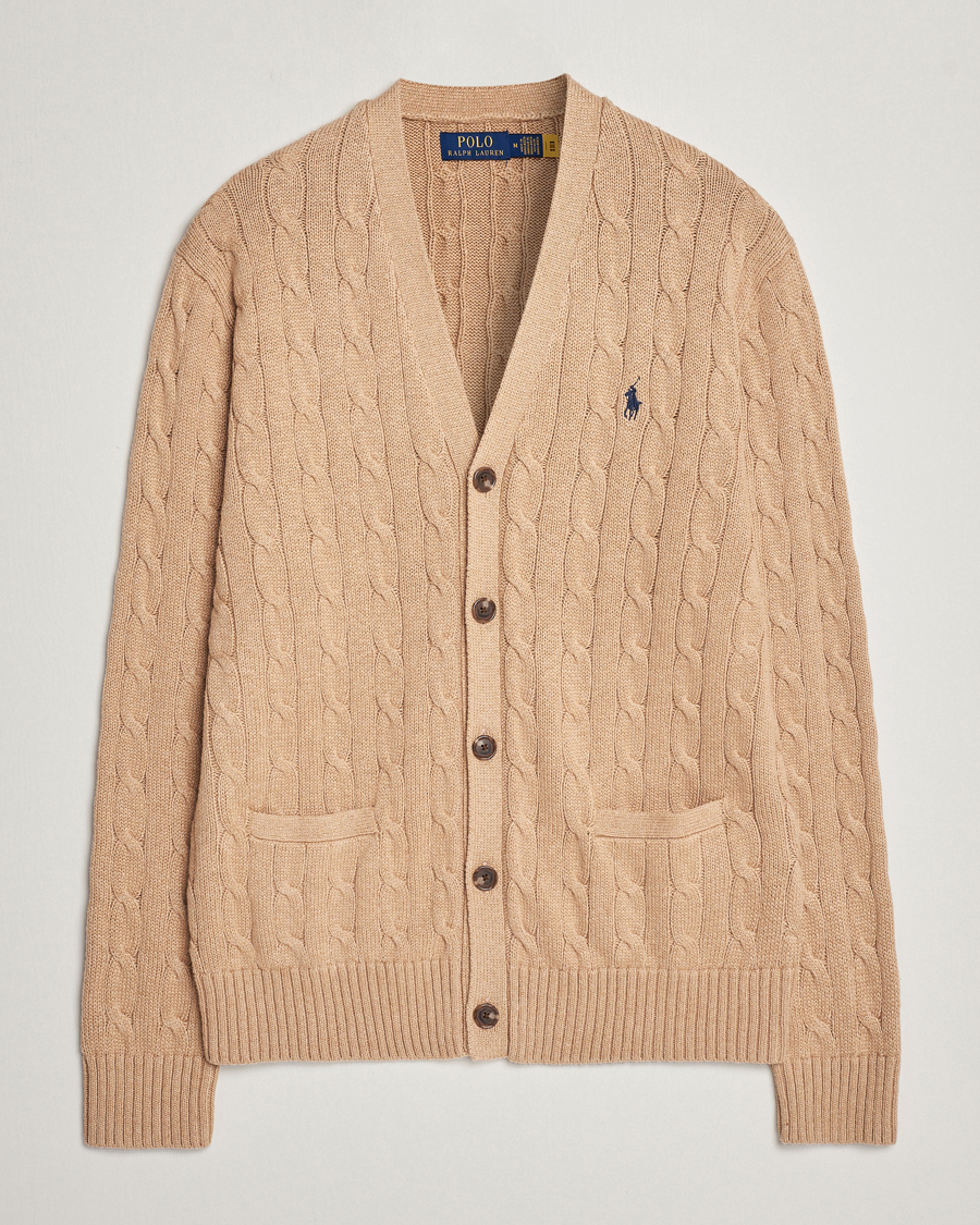 Herre | Trøjer | Polo Ralph Lauren | Cotton Cable Cardigan Camel Melange
