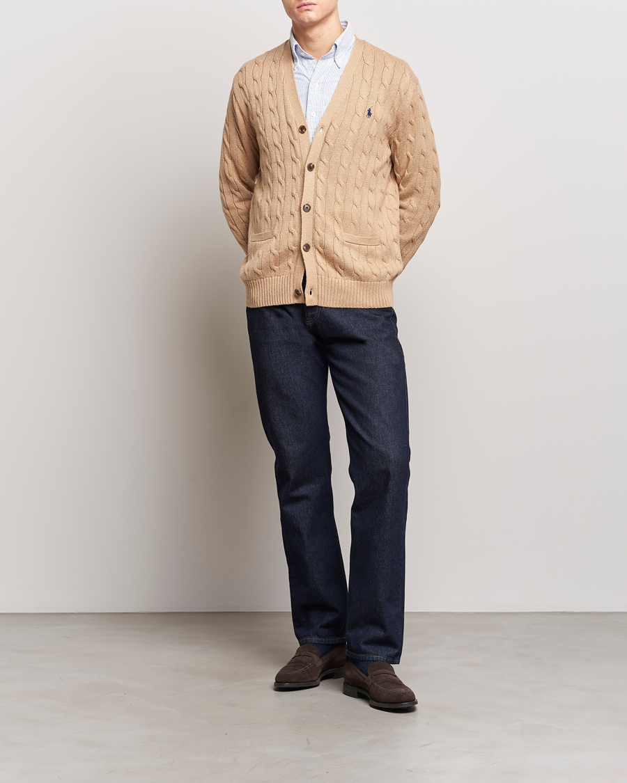 Herre | Trøjer | Polo Ralph Lauren | Cotton Cable Cardigan Camel Melange