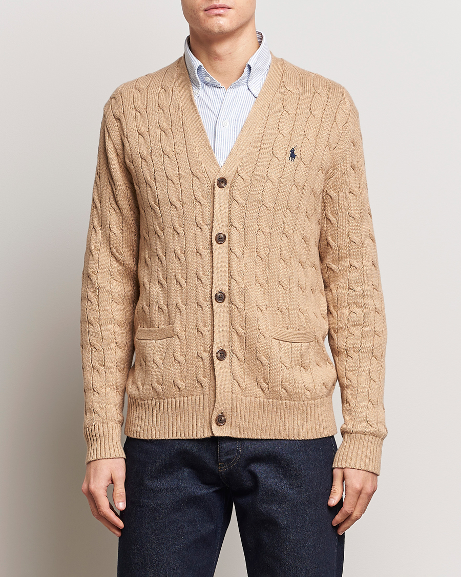 Herre | Cardigans | Polo Ralph Lauren | Cotton Cable Cardigan Camel Melange