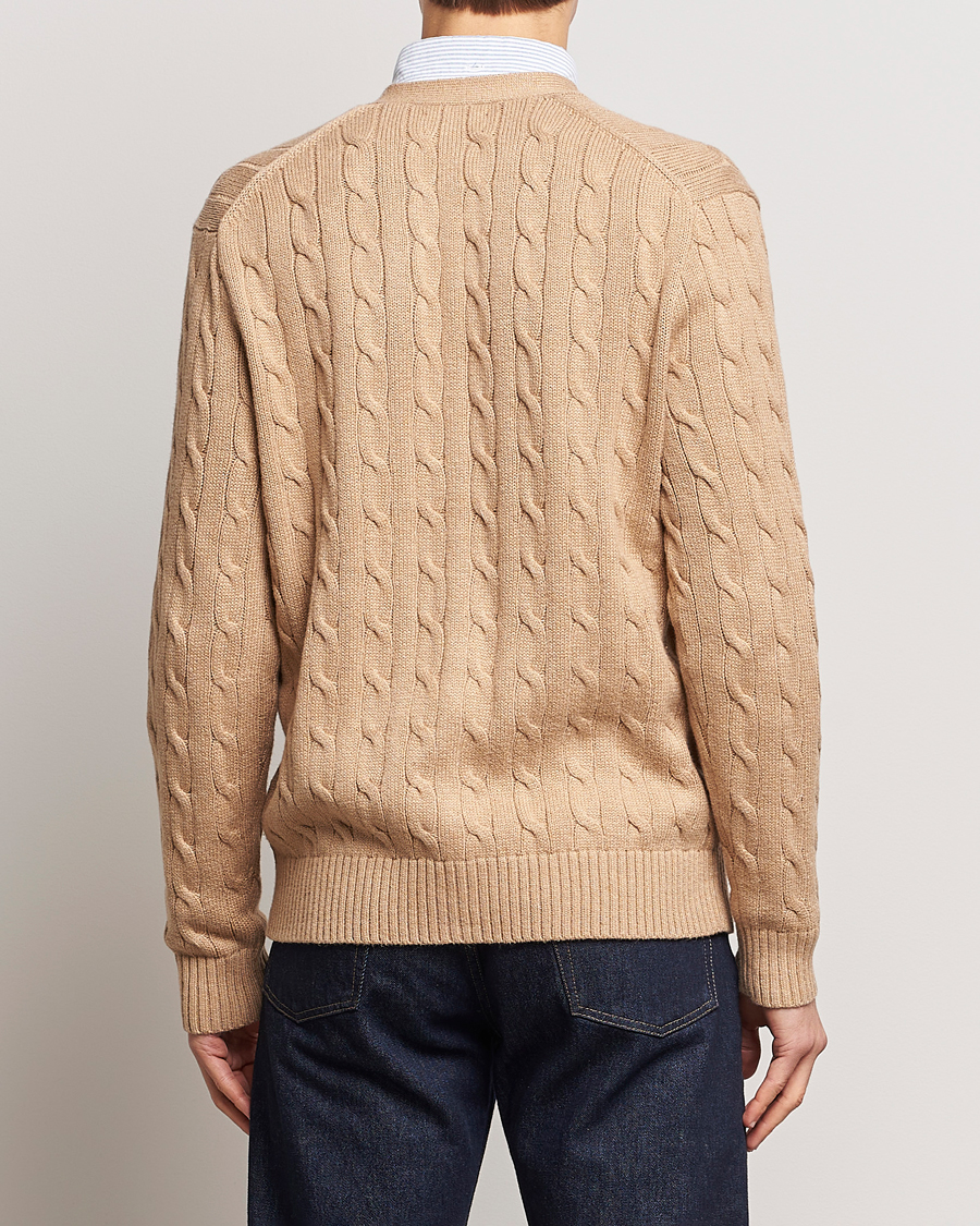 Herre | Trøjer | Polo Ralph Lauren | Cotton Cable Cardigan Camel Melange