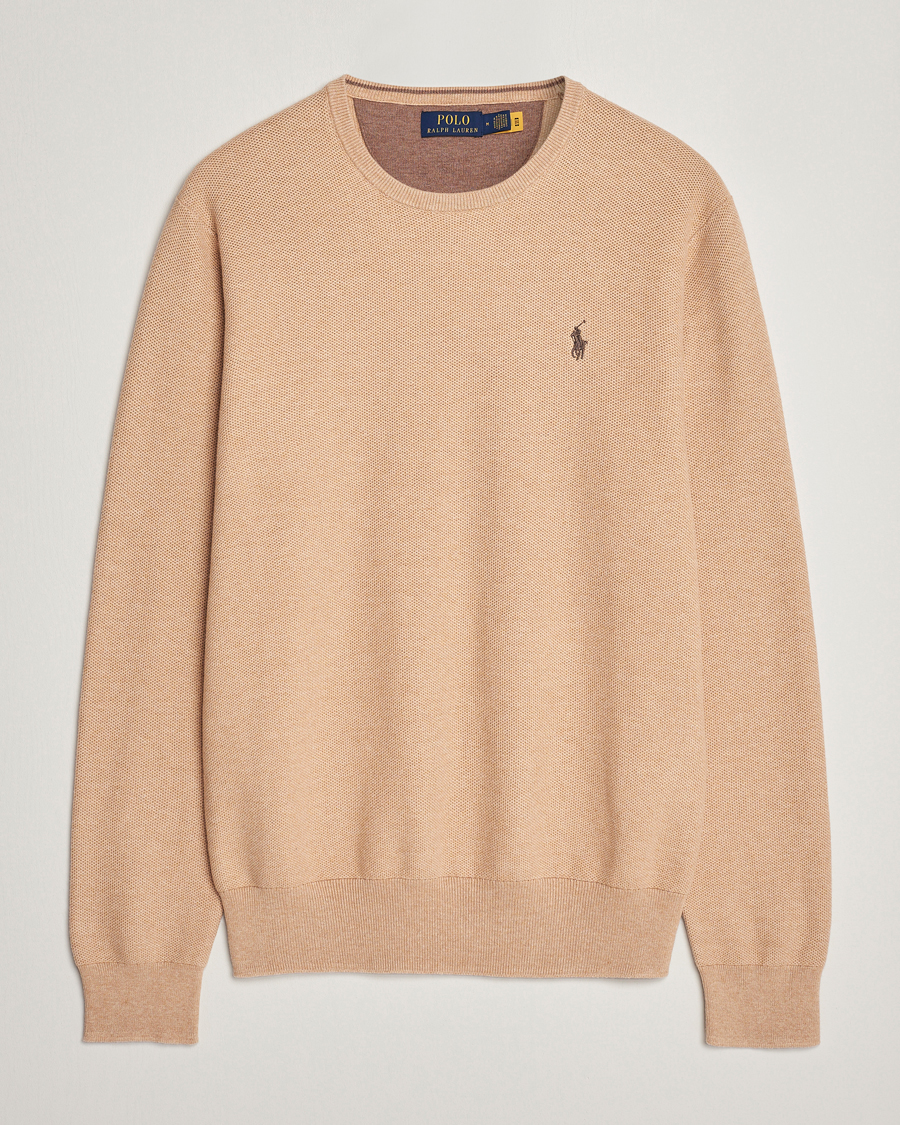 Herre | Trøjer | Polo Ralph Lauren | Textured Cotton Crew Neck Sweater Camel Melange