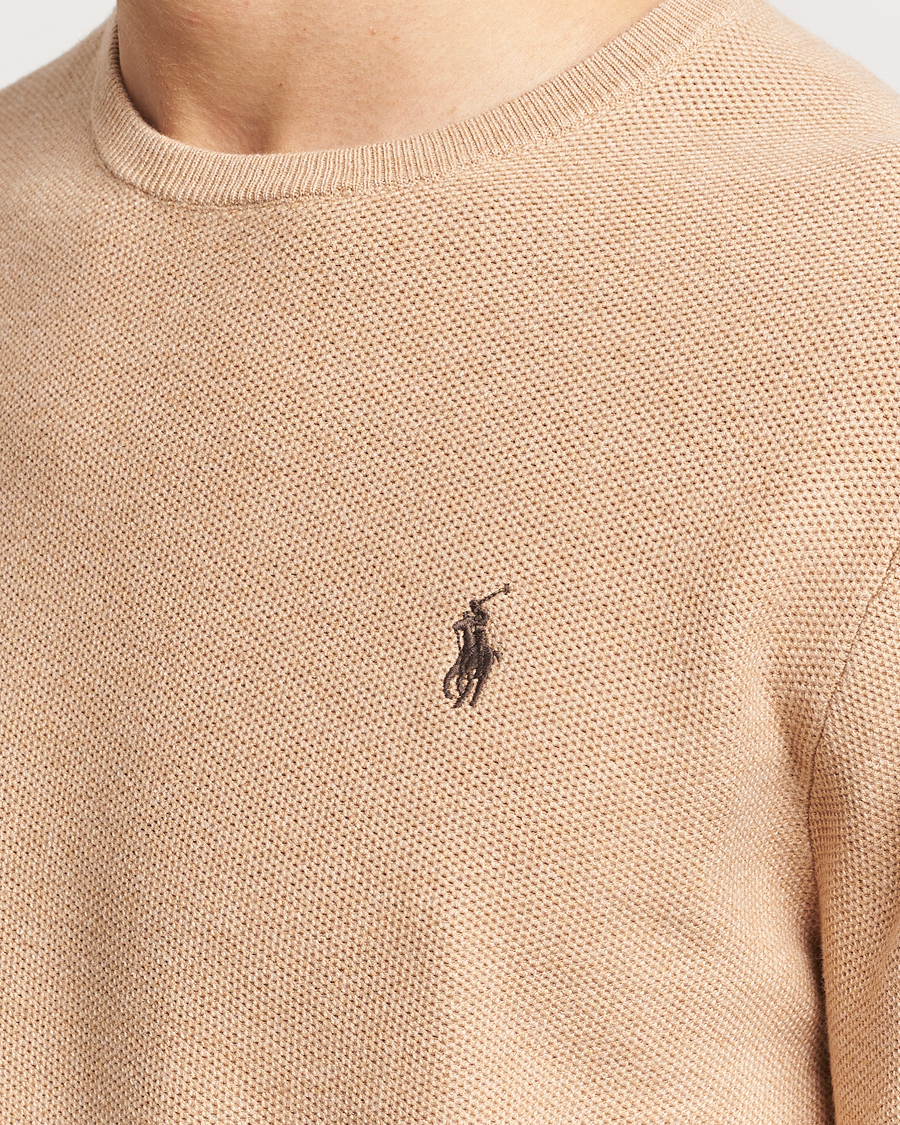 Herre | Trøjer | Polo Ralph Lauren | Textured Cotton Crew Neck Sweater Camel Melange