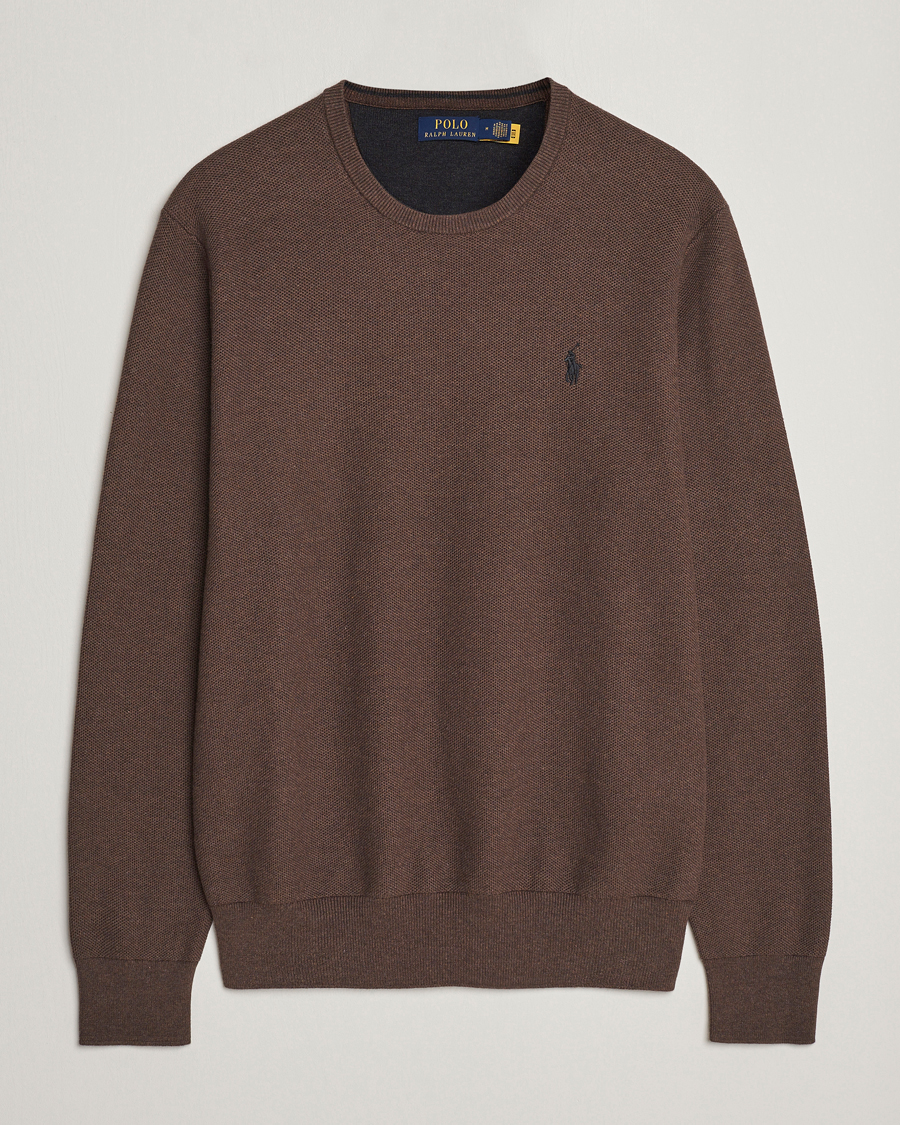 Herre | Trøjer | Polo Ralph Lauren | Textured Cotton Crew Neck Sweater Spa Brown Heather
