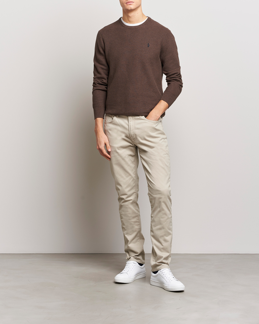 Herre | Trøjer | Polo Ralph Lauren | Textured Cotton Crew Neck Sweater Spa Brown Heather
